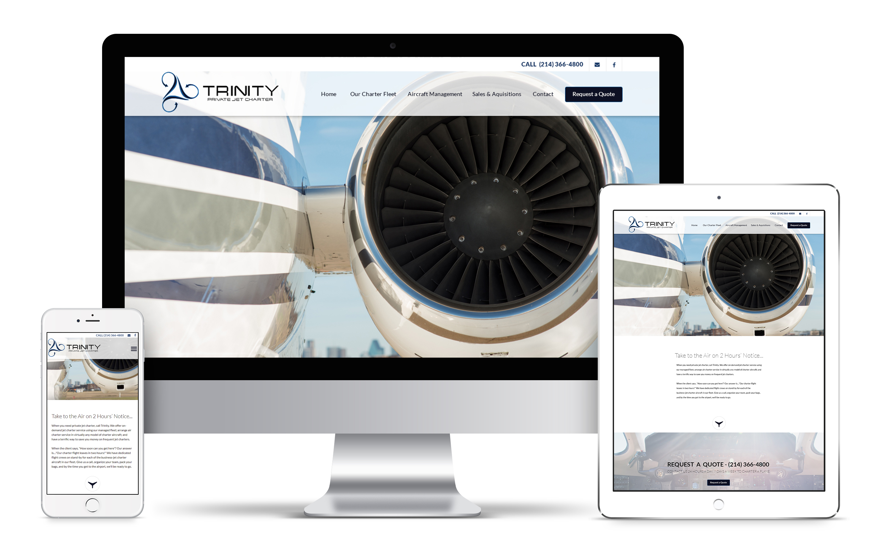 Trinity Private Jet Charter Web Design Work